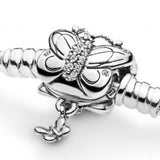 Daisy Flower Butterfly Meadow Clasp 925 Silver Bracelet Charm