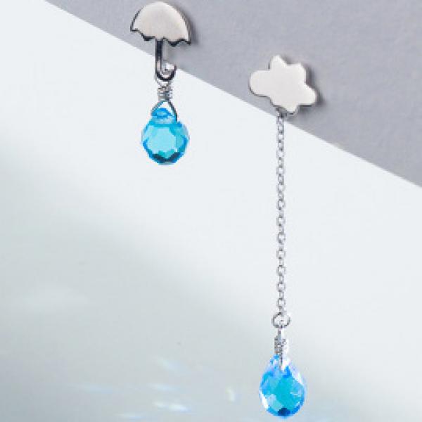 Sterling Silver Umbrella Cloud Rain Kyanite Earring