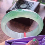 Zheru Jewelry Natural Burmese Jadeite Light Green Two-tone Bracelet