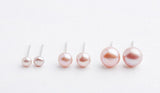 Freshwater Pearl Earrings 925 Silver Flat Round Beads Jewelry Gift