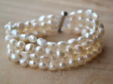 Real Freshwater Pearl Bracelet AA 6-8MM Magnet Clasp Women's Jewelry