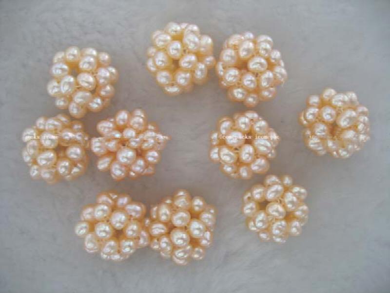 5pcs Loose Freshwater Pearl Pink Round Beads for DIY Earrings Jewelry Making