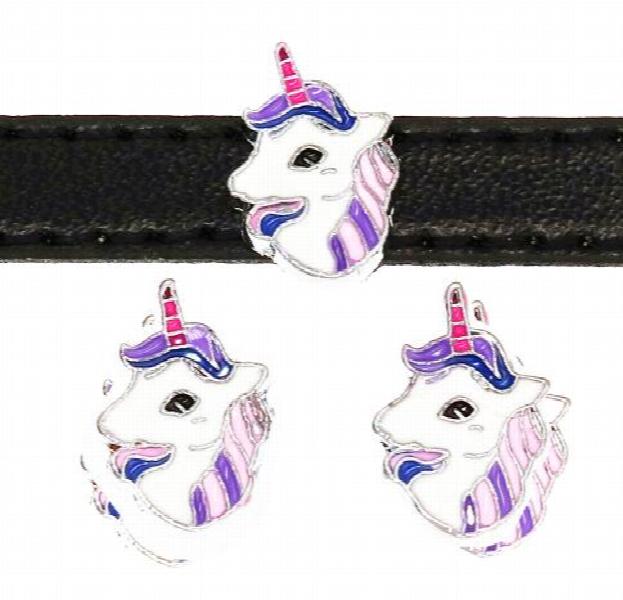 50PCS 8MM Unicorn Slide Charms DIY Accessories Fit For Leather Bracelet