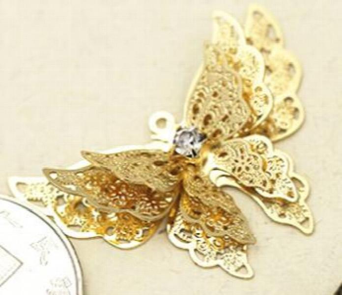 8 pcs Multi-layer Brass Butterfly Charms 25*34mm