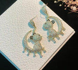 Bear Emerald Crystal Zircon Earrings 14K Plated S925 Silver Needle
