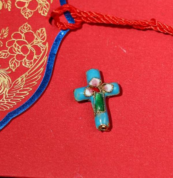 Cloisonne Cross Pendant Handmade Accessory Perfect Women Gift