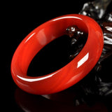 Handcarved Red Agate Bangle Bracelet with Certificate