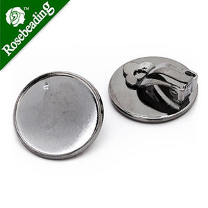 50pcs 20mm Earring Clip Base Brass Shallow Bezel Blank