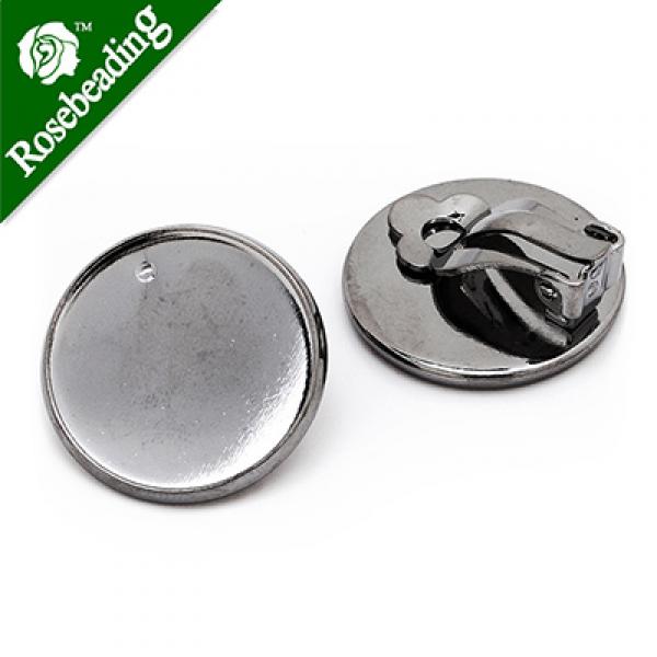 50pcs 20mm Earring Clip Base Brass Shallow Bezel Blank