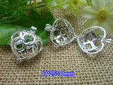 6 pcs Heart Shape Wishing Box Locket, Silver Plated, 17*25*30mm