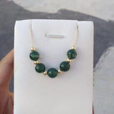 Natural Green Jade Pearl Pendant Necklace Long Oval Wedding Party Birthday Gift