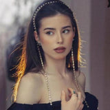 Rhinestone Headband Tassel Hair Chain Jewelry for Women