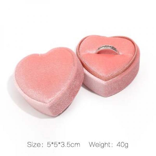Heart-shaped Velvet Jewelry Box for Proposal, Couple Ring Box