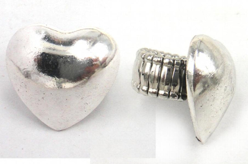 Metal Smooth Heart Women Adjustable Ring