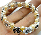 Freshwater Pearls Bangle Real Natural Pearl Bracelet Wedding Hand jewellery