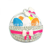 10pcs/lot Easter Clear Basket With Colorful Eggs Rhinestone Pendants