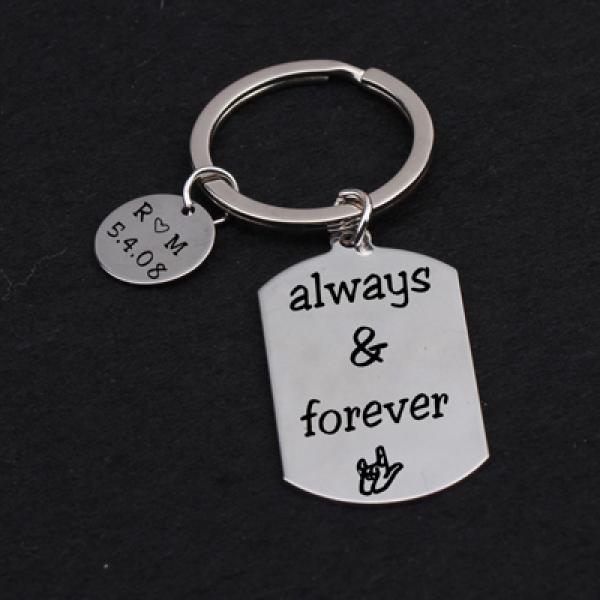 Engraved Always Forever Key Holder - Gesture Keyring
