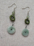 Natural Jade Braided Earrings S925 Silver Retro Ethnic Style Allergy-Free