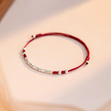 925 Silver Red Rope Geometric Shape Bracelet Women Gift