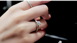 Silver Shining Zircon Ring Set, Women Wedding Ring Set