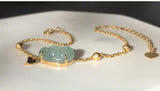 Hetian Chalcedony Gourd Ice Round Bead Bracelet Chinese Retro Silver Jewelry