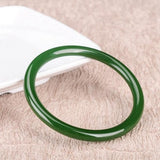 Natural Hetian Jade Green Round Bar 54-62mm Bangle Jewelry Gift