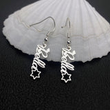 Star Dangle Nameplate Earrings Stainless Steel Personalized Jewelry