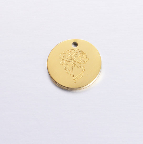 12Pcs 15mm Birth Flowers Charms Stainless Steel DIY Jewelry Making