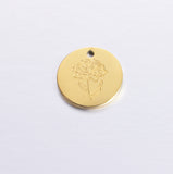 12Pcs 15mm Birth Flowers Charms Stainless Steel DIY Jewelry Making