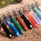 5pcs High Grade Amethyst Tiger Eye Stone Column Pendant for Necklace