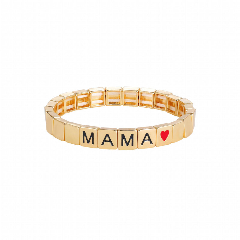 Personalized Customized Women's Name Bracelet Metal Square Bead Letter Jewelry
