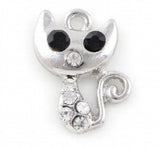 20PCS Rhinestones Cat Pendant Charms for DIY Floating Locket Jewelrys