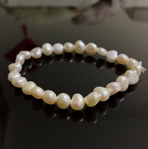 Baroque Freshwater Pearl Elastic Bracelet - Pink Lavender