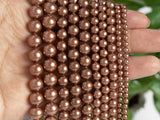 Orange Brown Pearl Loose Beads Smooth Round Shape 4/6/8/10 mm DIY Jewelry Making