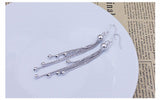 925 Silver Bridal Tassel Drop Earrings for Women Wedding Gift