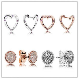 925 Silver Earring Rose Crystal Stud Wedding Jewelry