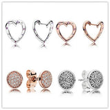 925 Silver Earring Rose Crystal Stud Wedding Jewelry