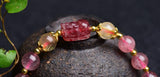 Pink Strawber Crystal Stone Beaded Bracelet Women Charm DIY Gift