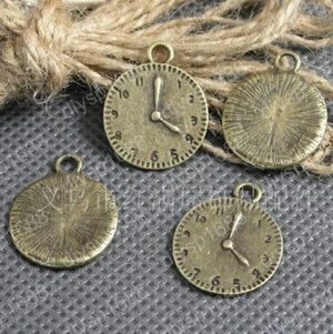 100 pcs Antique Bronze Plated Clock Parts Charms Pendants