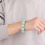 Burmese Jadeite Light Green Round Bead Bracelet Men's Women's Jewelry