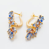 Water Drop Light Purple Stone Women 585 Rose Wedding Earrings