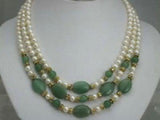 Freshwater Pearl Green Jade Necklace 7-8mm