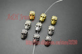 20pcs Skull Beads Rhinestone Inset Diy Charms Gun Silver Plated