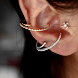 925 Silver Personalized C Shape Zircon Ear Ring Jewelry