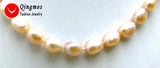 Qingmos Pink Pearl Necklace 7-9mm BAROQUE Freshwater Pearl Chokers