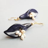 Calla Lily Goldstone Pearl Earrings