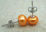 Orange Pearl Earring S925 Sterling Silver Stud Fine Jewelry Wedding