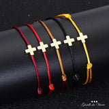 Cross Prayer Bracelet Adjustable Sliding Knot Bracelet Red