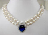 Pearl Heart Crystal Pendant Necklace