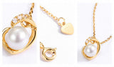 Heart Shape Necklace Set with Pearl 925 Sterling Silver Jewelry